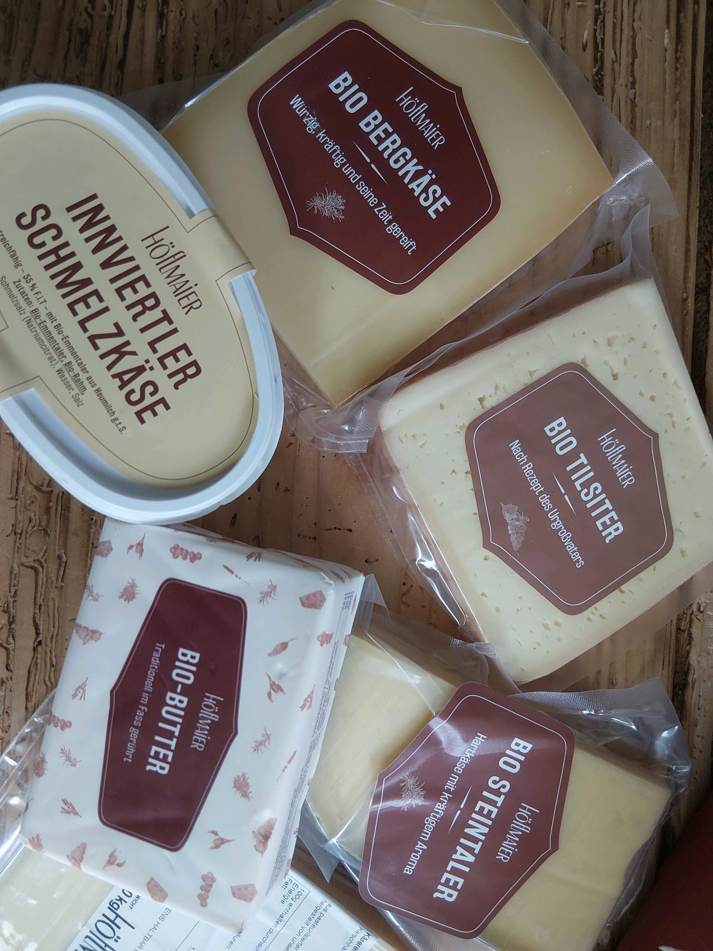 Bio Bergkäse, Tilsiter, Steintaler, Butter
