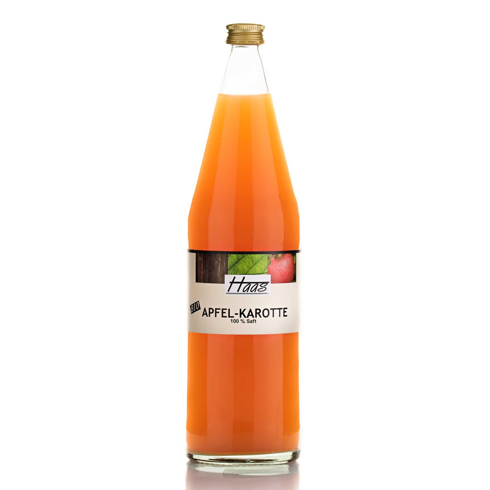 Bio-Apfel-Karotte-Saft (naturtrüber Apfelsaft mit Karottensaft), 1 l Flasche