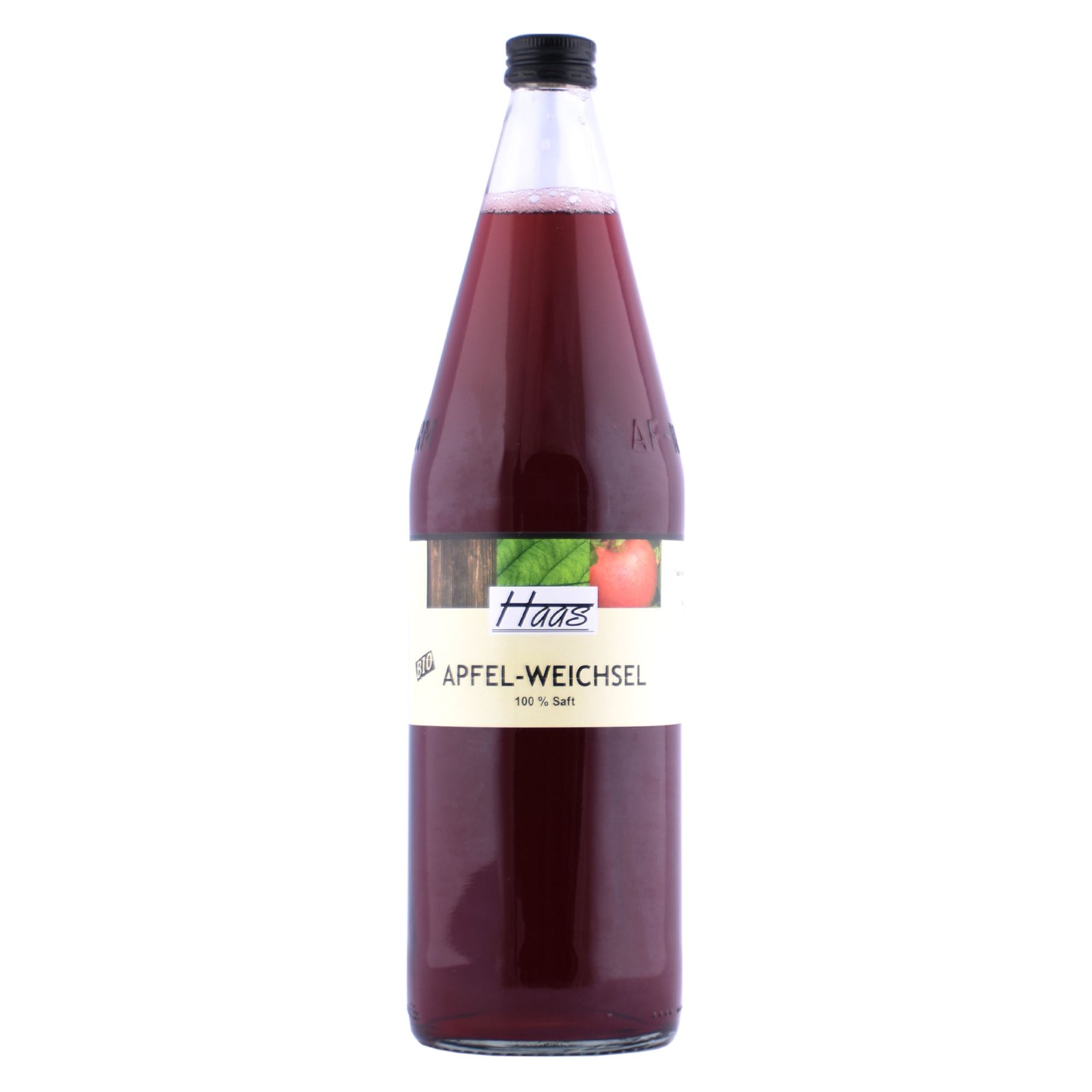 Bio-Apfel-Weichsel-Saft (Apfelsaft mit Weichsel/Sauerkirsche), 1 l Flasche