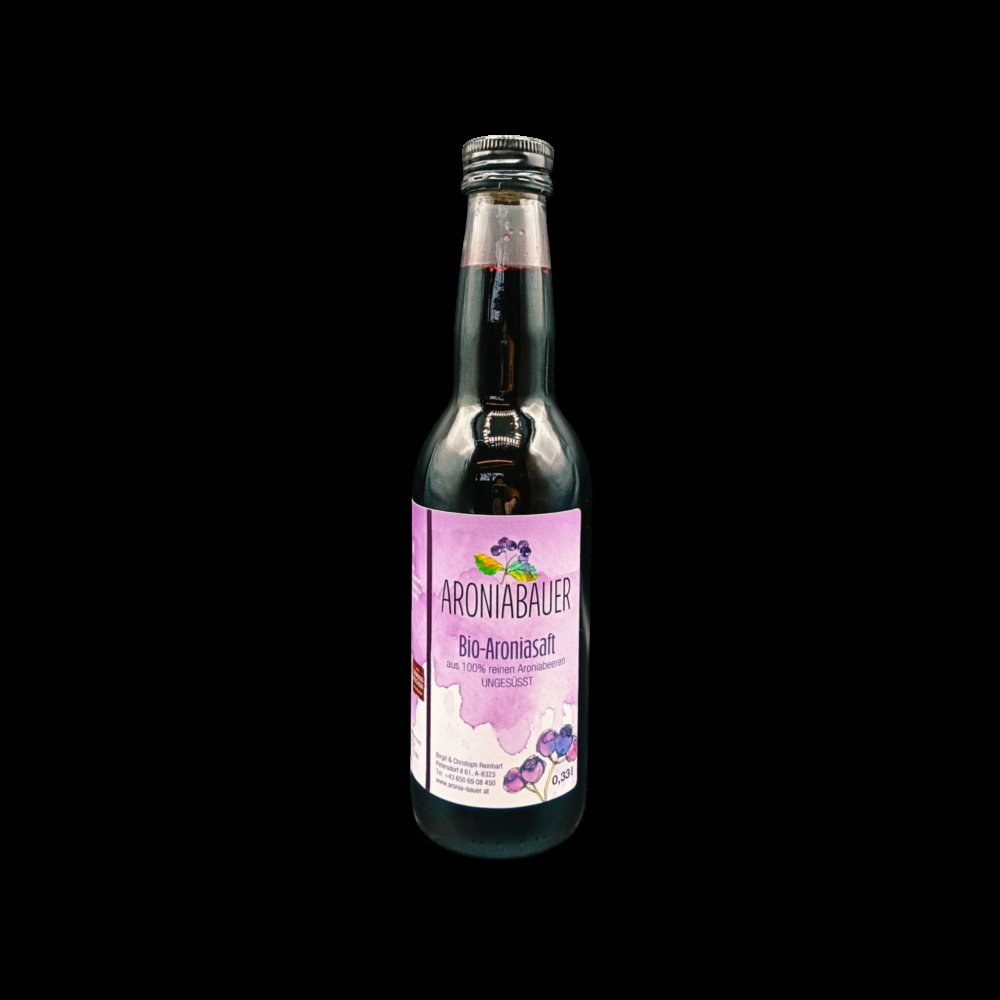 BIO Aronia Saft, ungesuesst (100% Direktsaft) - 0,33 l Flasche