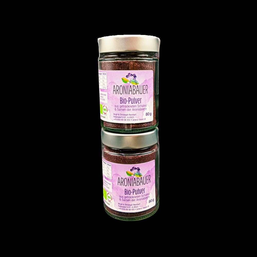 BIO Aronia Pulver - gemahlene Schalen & Samen - 80 g Glas
