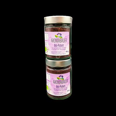 BIO Aronia Pulver - gemahlene Schalen & Samen - 80 g Glas