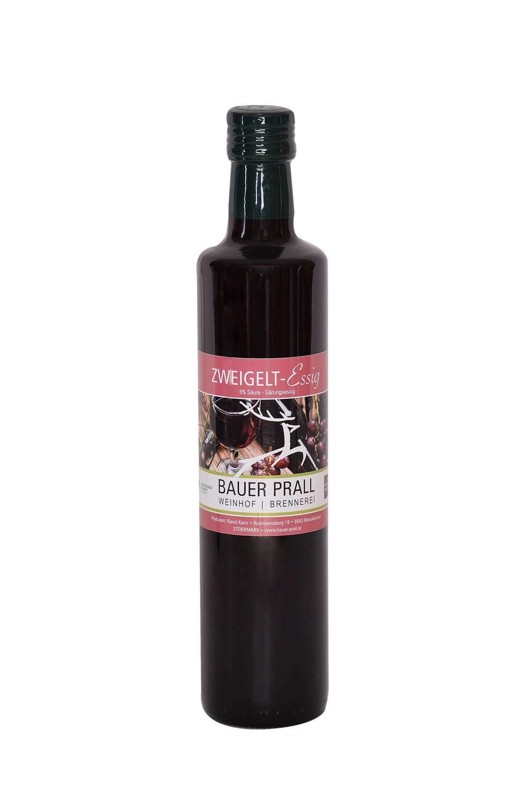 Zweigelt-Essig (Gärungsessig), 0,5 l (auch in 1 l, 0,25 l und 0,1 l erhältlich)