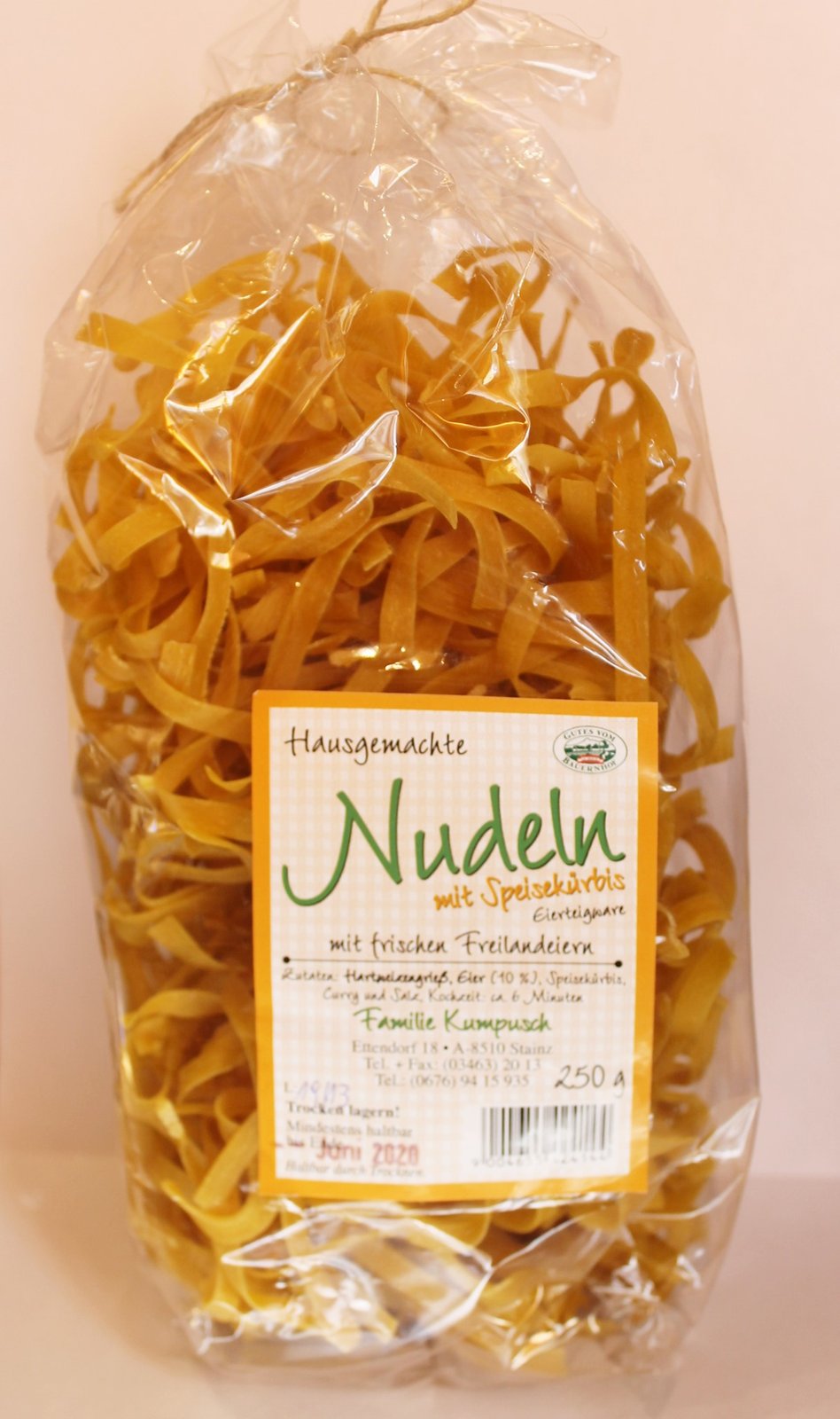 Nudeln mit Speisekürbis, 250 g