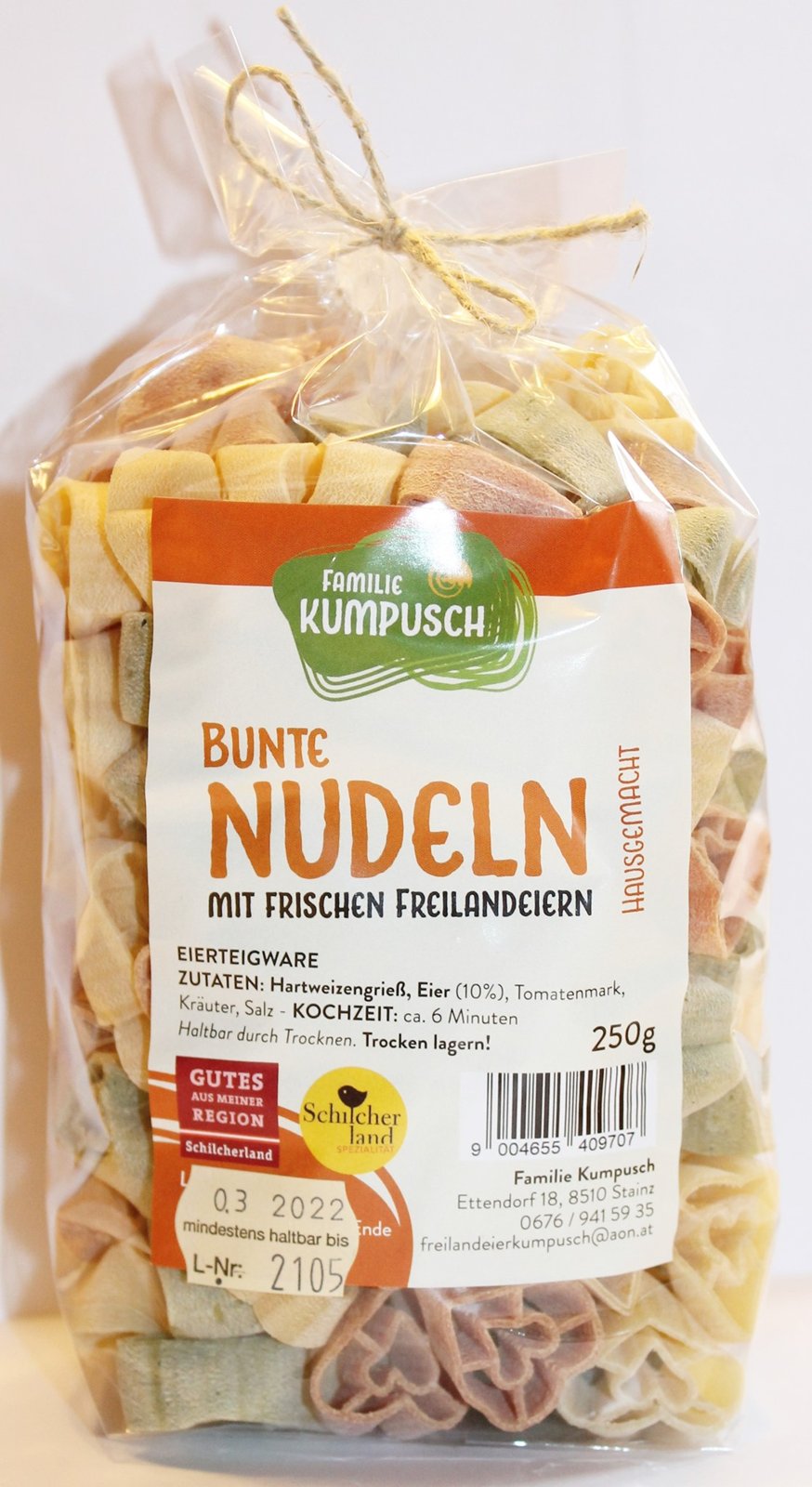 Bunte Herzerl-Nudeln, 250 g