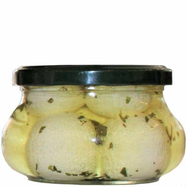Käsebällchen in Kräuter-Öl eingelegt (handgemachter Frischkäse), Glas