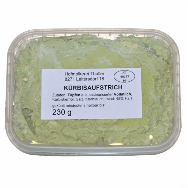 Kürbisaufstrich (Topfenaufstrich mit Kürbiskernöl & Knoblauch), 230 g Becher