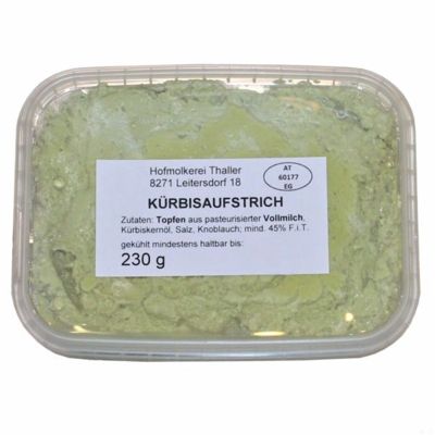 Kürbisaufstrich (Topfenaufstrich mit Kürbiskernöl & Knoblauch), 230 g Becher