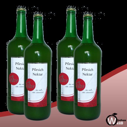 Pfirsichnektar (eigene Erzeugung "Obstbau Weiß"), 1 l Flasche
