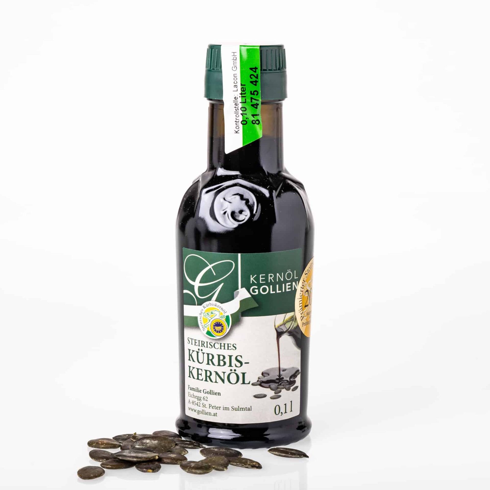 Steirisches Kürbiskernöl g.g.A, 0,5 l Flasche (auch 1 l € 20,50, 0,25 l € 7,00, 0,17 l Dose € 5,90, 0,1 l € 4,70)