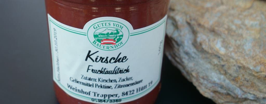 Kirsch-Fruchtaufstrich (hausgemacht, Glas; Füllmenge nicht ausgewiesen)