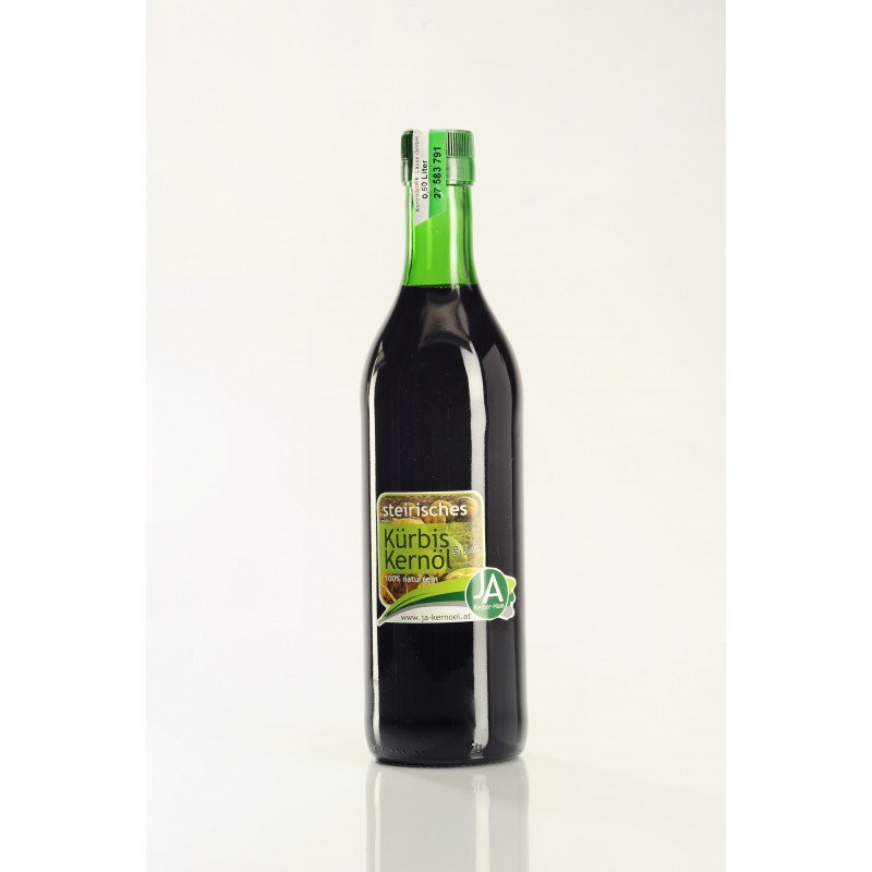 Steirisches Kürbiskernöl g.g.A., Glasflasche 0,5 l (auch in 1 l und 0,25 l erhältlich)