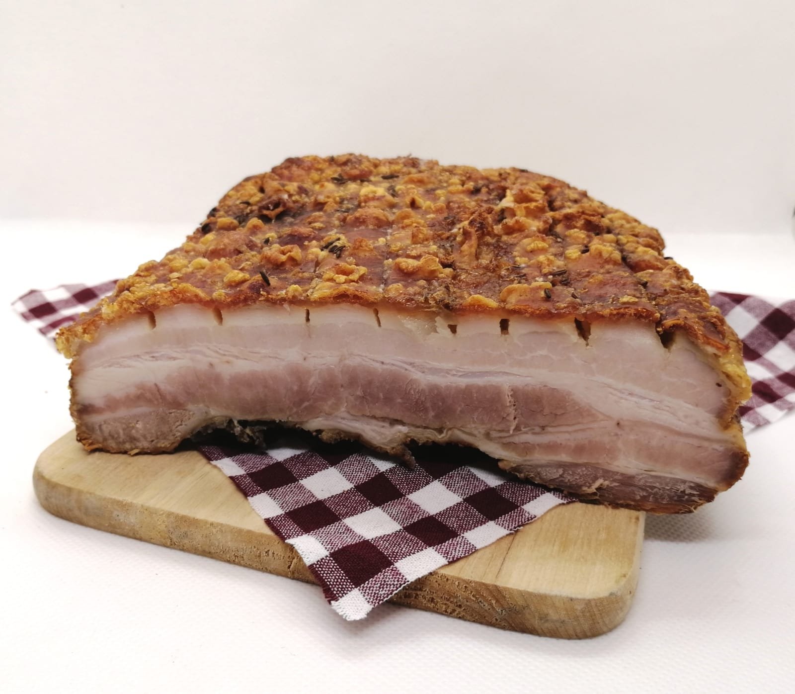 Steirischer Schweinsbraten (Brüstl/Kümmelbraten), gebraten, 180 g