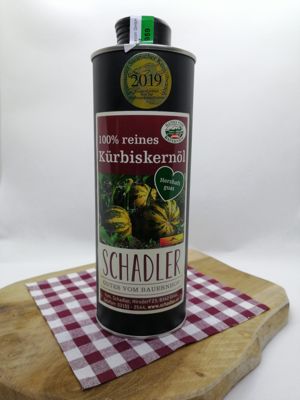 Steirisches Kürbiskernöl g.g.A, 0,5 l Dose (auch 0,25 l & 1 l; runde oder eckige Dose)